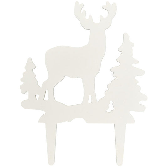 Deer and Pine Trees Gum Paste Layon Cake Topper Christmas Hunter Buck Trees - set of 6