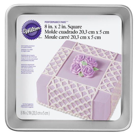 Wilton Performance Pans Aluminum Square Cake and Brownie Pan, 8-Inch 8x8x2"