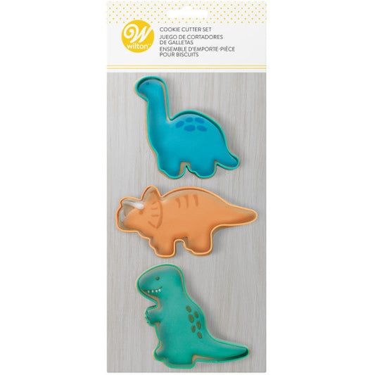 Wilton Dinosaur Cookie Cutters, 3-Piece Set (Triceratops, T-Rex, Brontosaurus)