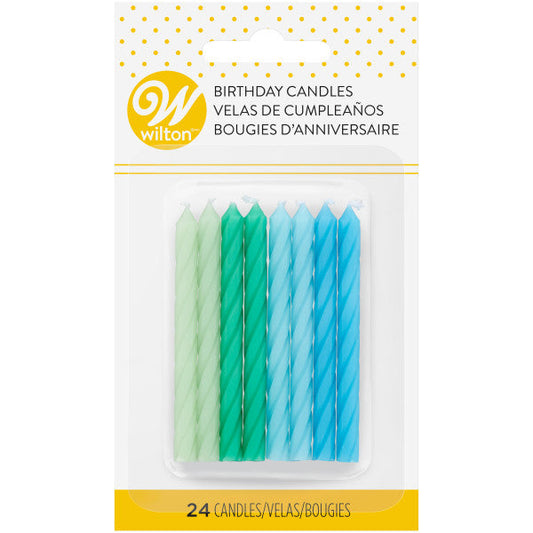 Wilton Green and Blue Ombre Birthday Candles, 24-Count