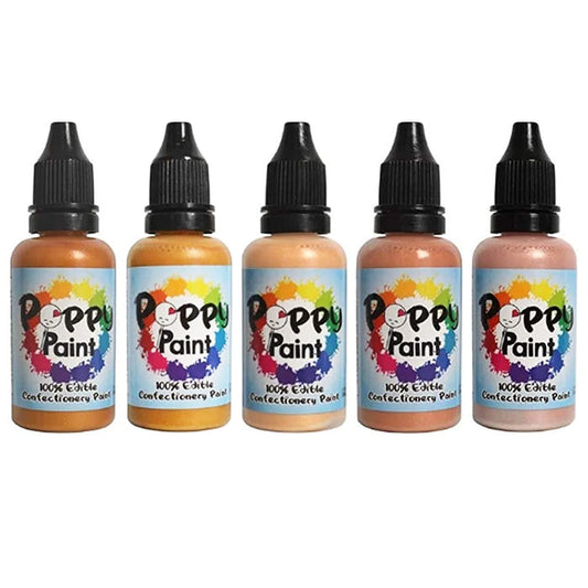 Poppy Paint 5Pc Gold Color Set Kit - Each bottle 30 ml (1 fl oz)