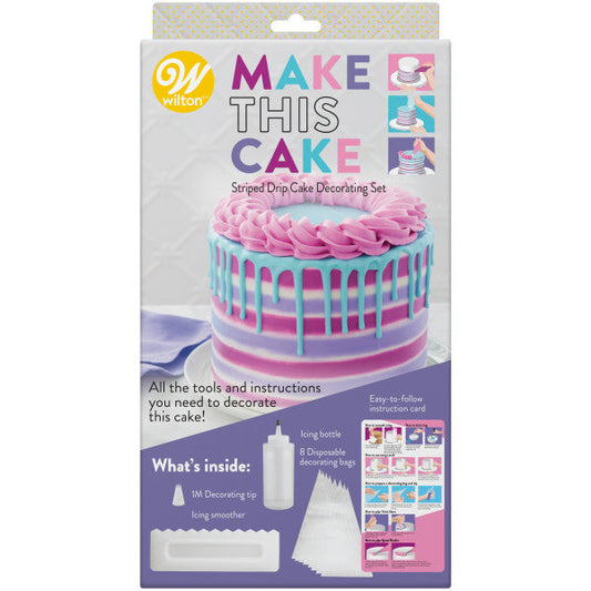 Wilton Make This Cake Striped Drip Cake Decorating Set, 12-Piece