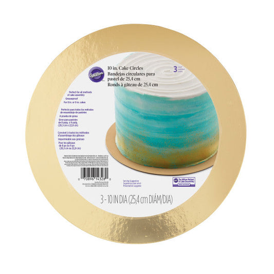 Wilton 10 inch Round Gold Cake Boards - pack of 3